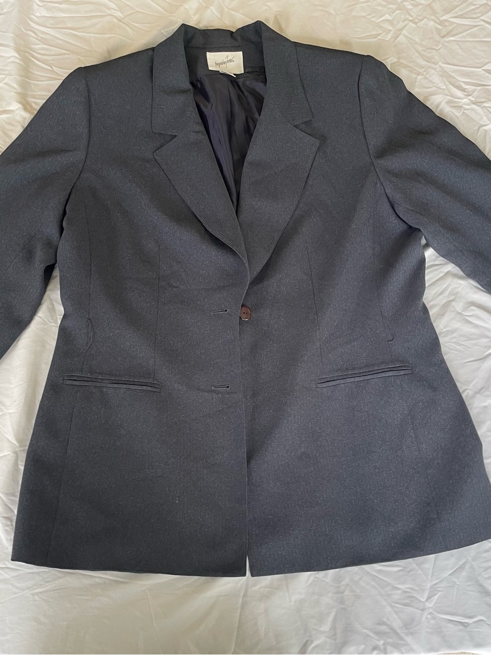 Classic Women's Single-Button Blazer in Charcoal